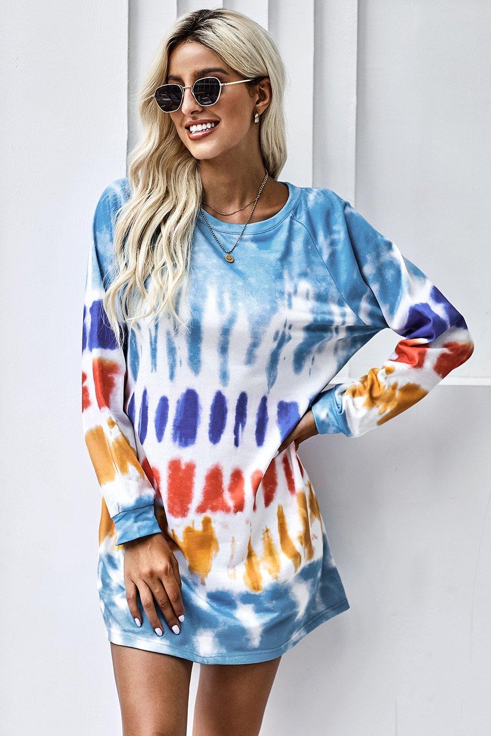 Tie Dye Long Sleeve Sweatshirt Dress