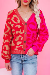 Lilipretty Skips A Beat Two Tone Button Leopard Cardigan