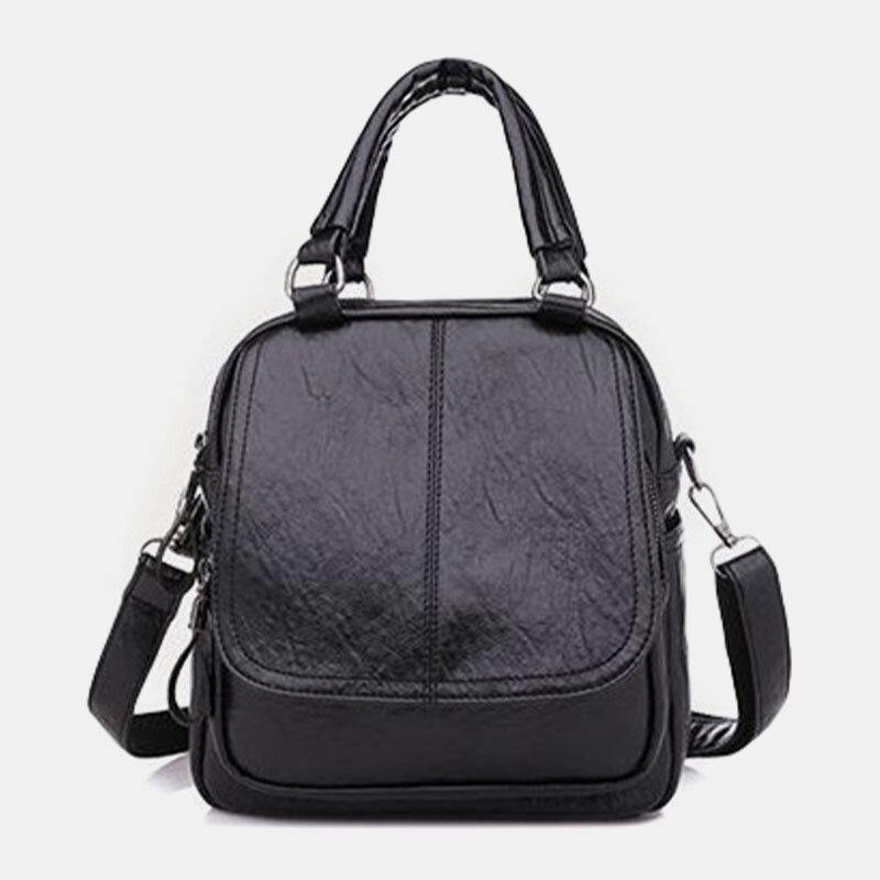 Women PU Leather Multi-Carry Vintage Waterproof Crossbody Bag Shoulder Bag Backpack