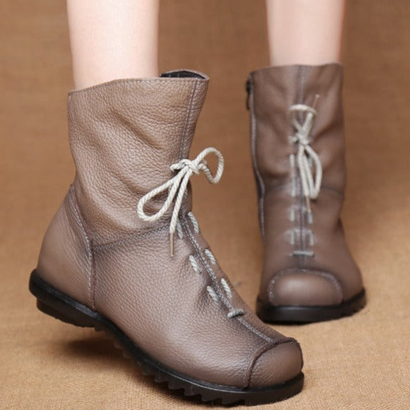 Women’s Genuine Leather Casual Soft Flat Boots