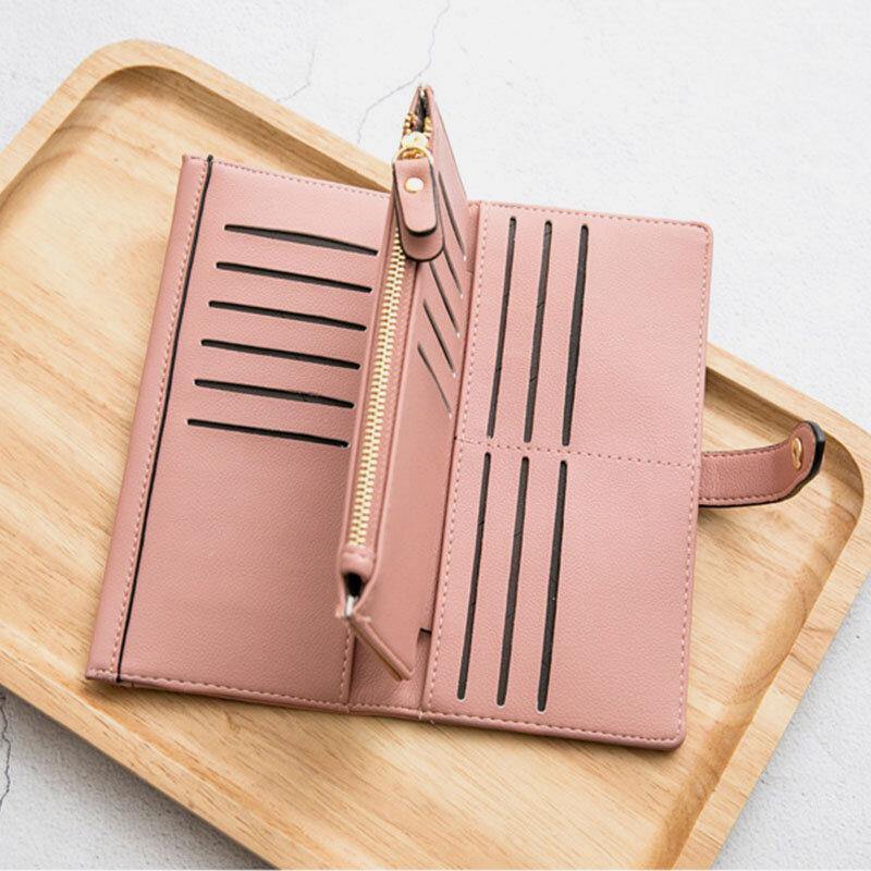 Women 21 Card Slots Solid Long Wallet Purse Phone Bag