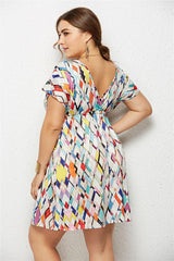 Printed Plunge Plus Size Dress