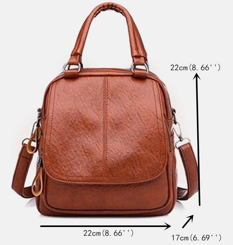 Women PU Leather Multi-Carry Vintage Waterproof Crossbody Bag Shoulder Bag Backpack