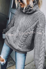 Lilipretty Eiffel Tower Cable Knit Relaxed Sweater