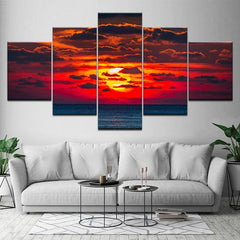 5 Stück Wandgemälde für Zuhause, Schlafzimmer, Dekoration, HD-Kunst, Sonnenuntergang, Sprühmalerei, Leinwand 