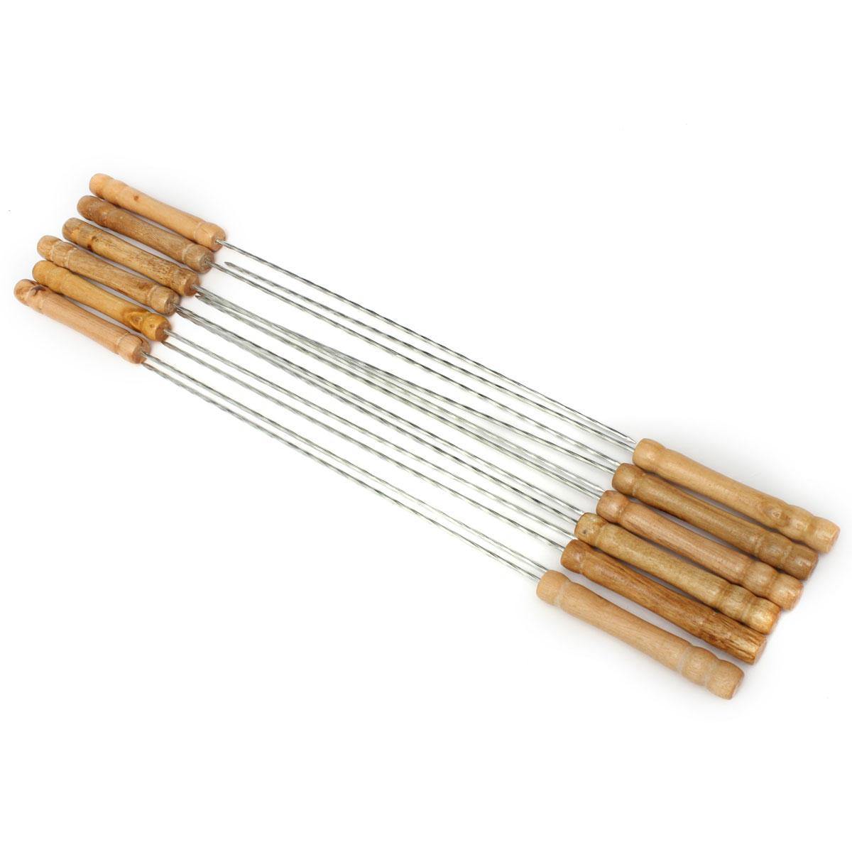 12X Edelstahl Metall Grillspieß Nadel BBQ Kebab Stick Utensil 30cm BBQ Stick Gabel 