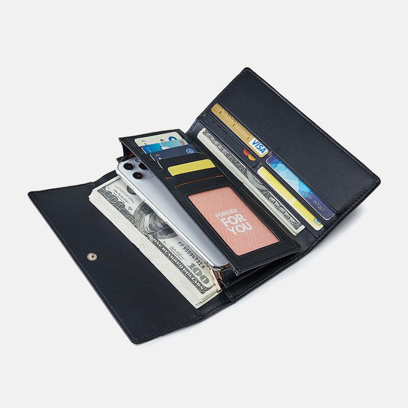 Women 9 Card Slots Striped Trifold Long Wallet