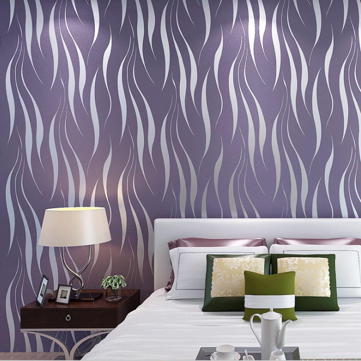 32ft 3 Colors 3D Wave Stripe Wall paper Non-woven Wall Sticker Paper Roll Home Decoration