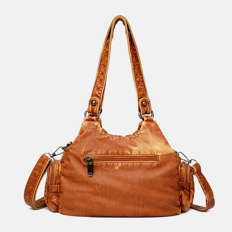 Bolsos de mano de moda Retro de gran capacidad de Color sólido de piel sintética para mujer, bolsos cruzados 