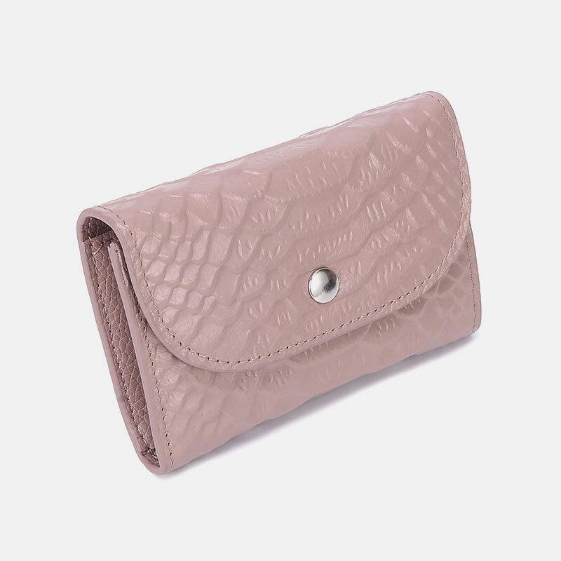 Women Genuine Leather Multifunction Lychee Pattern Coin Bag Small Wallet