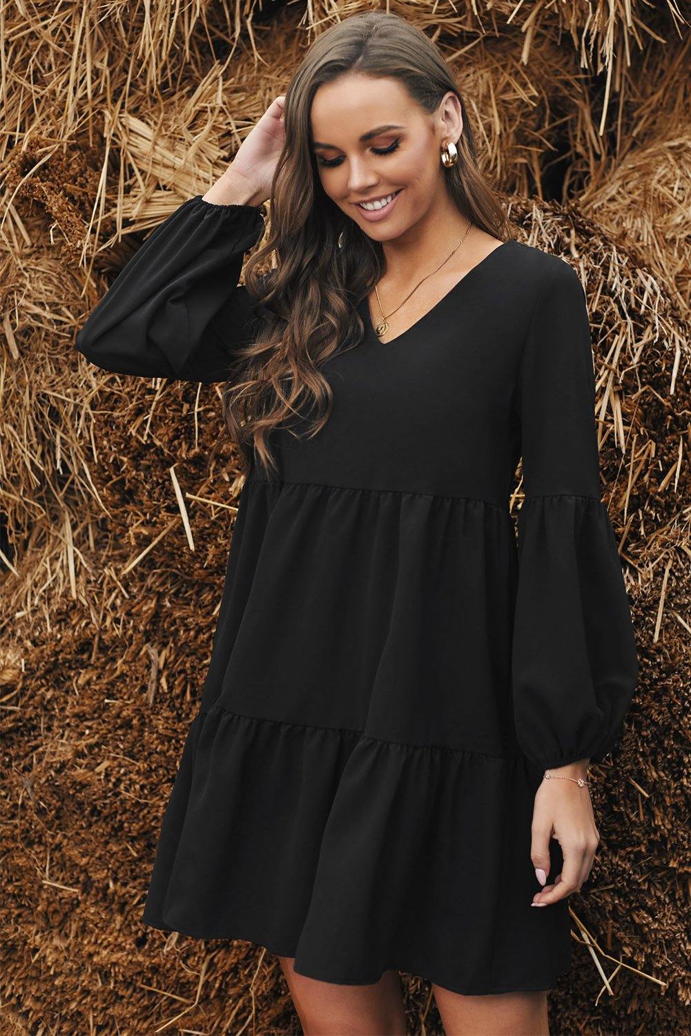 Ruffle V-Neck Dress