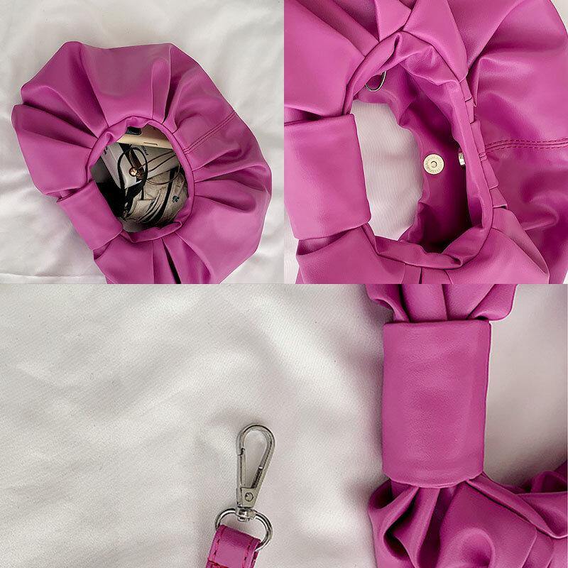 Bolso bandolera de piel sintética para mujer, a la moda, con pliegues en la nube 