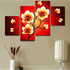 4PCS moderne abstrakte Ölgemälde Blumen riesige Wand-Dekor-Kunst auf Leinwand kein Rahmen 