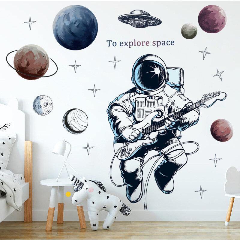 Space Theme Astronaut Wall Sticker Dormitory Living Room Wall Decor Self-Adhesive Bedroom 3d Kids Room Decoration Home Decor