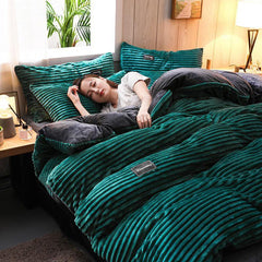 3/4Pcs AB Sided Thicken Corduroy Velvet Winter Bedding Sets Full Queen King Size Duvet Cover