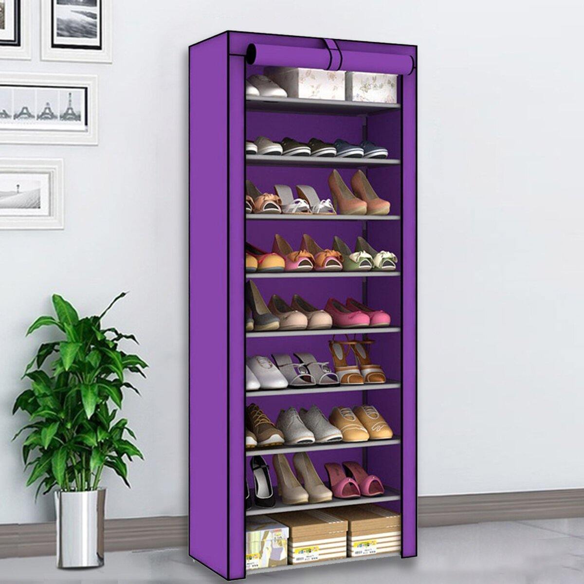 10 Tiers 9 Lattices Shoe Rack Shelf Storage Closet Organizer Cabinet With Dust Cover