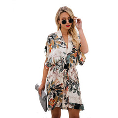 Printed V-neck dress