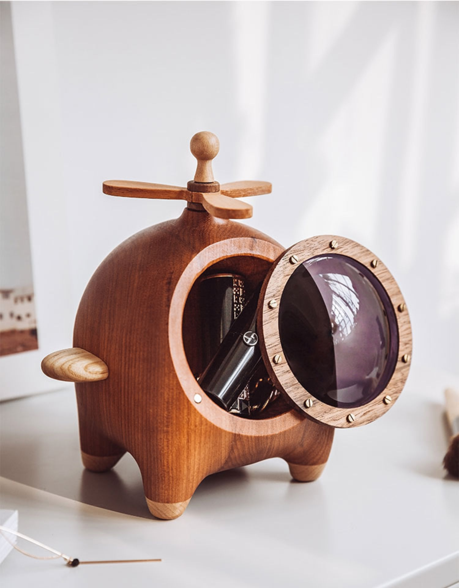 Boîtes à bijoux Avion en bois fait à la main