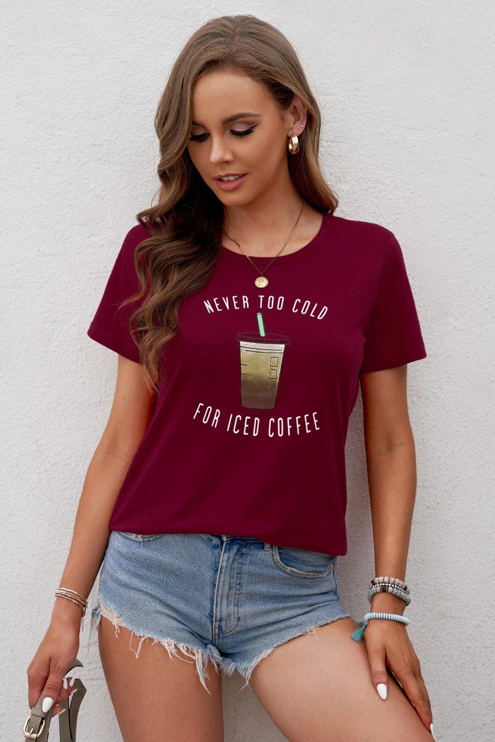 Nunca demasiado frío para la camiseta de café helado