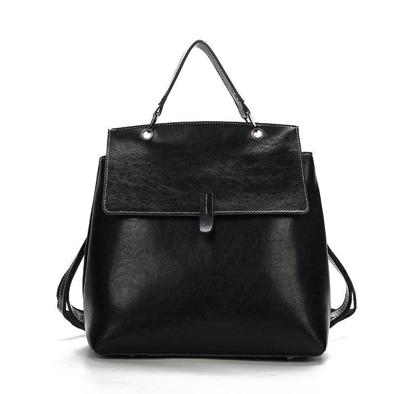 Women PU Leather Solid Double Straps Fashion Backpack