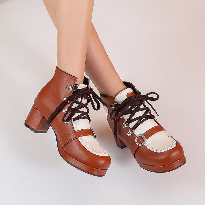 Lolita Shoes Winter Lace-up Cosplay Ankle Boots