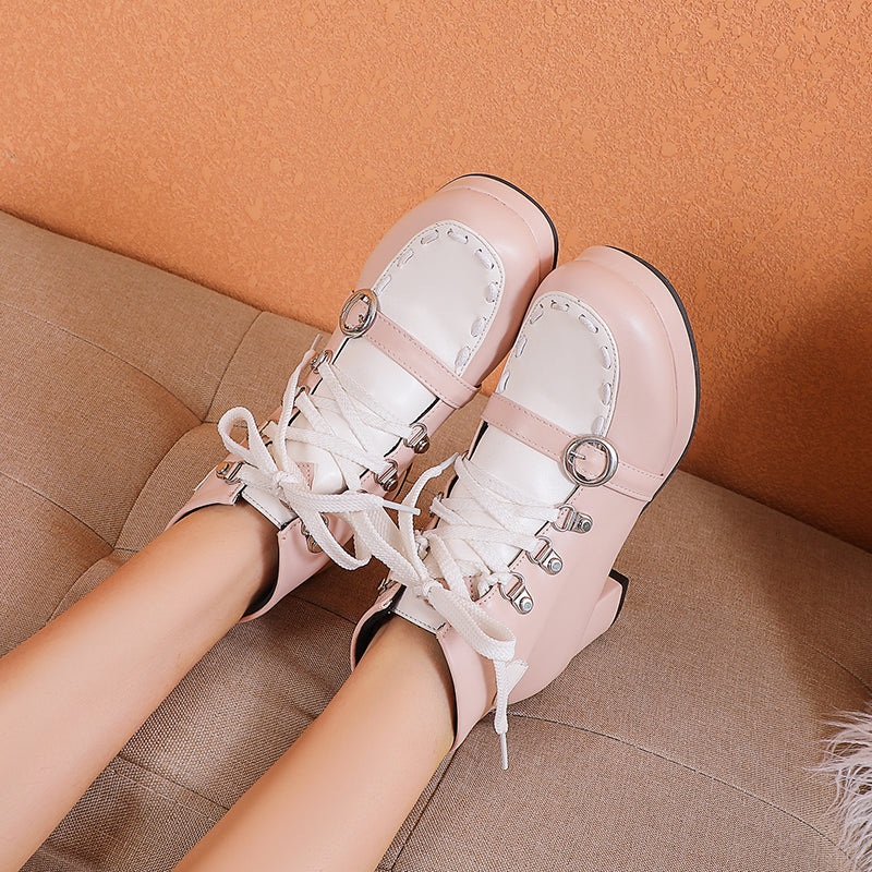 Lolita Shoes Winter Lace-up Cosplay Ankle Boots