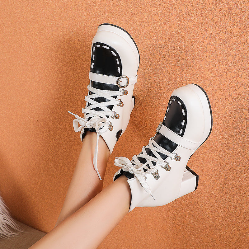 Lolita Shoes Winter Lace-up Cosplay Ankle Boots