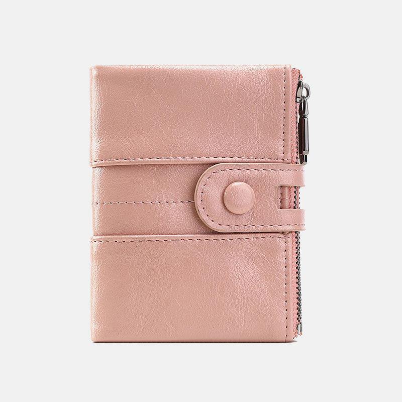 Women RFID Anti Theft 6 Card Slots Oil Wax Bifold Wallet Purse