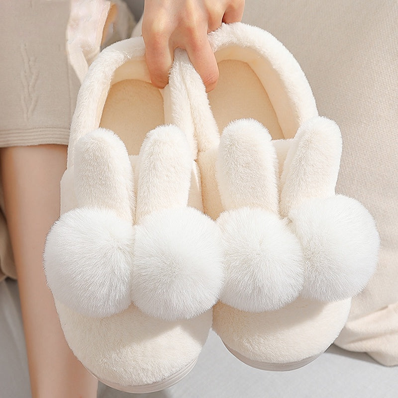 Cute Plush Bunny Rabbit Ears Warm Home Slippers