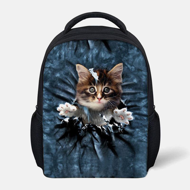 Unisex Tier Kreative 3D Cartoon Süße Katze Casual Outdoor Kleiner Rucksack Schultasche 