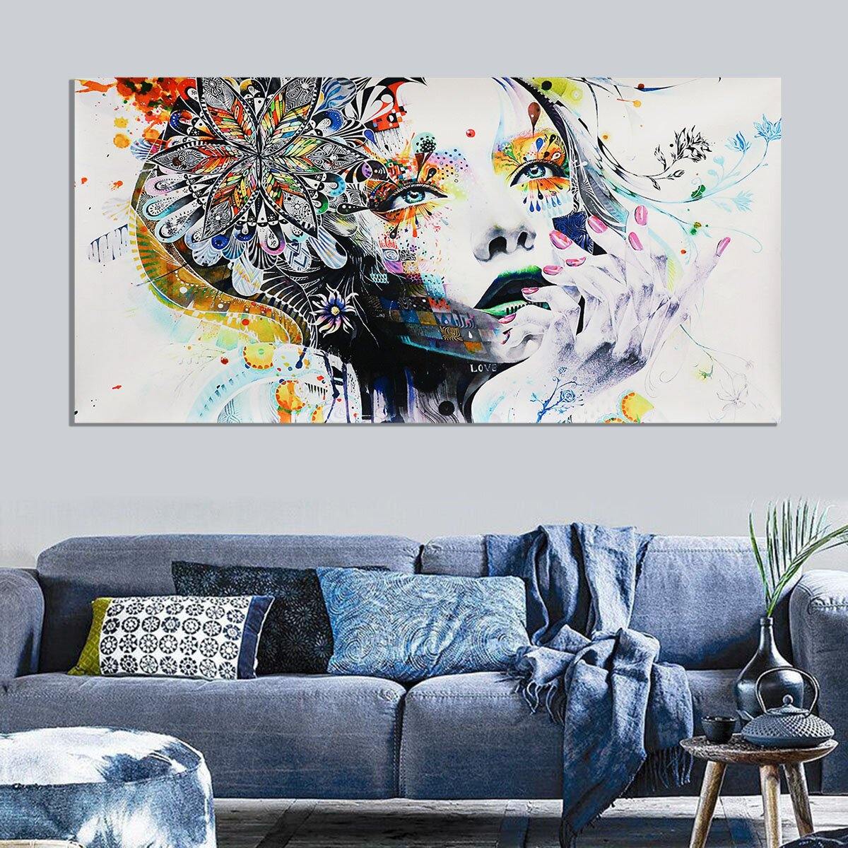 Modern Artwork Decor Girl Canvas Oil Painting Print Picture Home Wall Art Decor Unframed