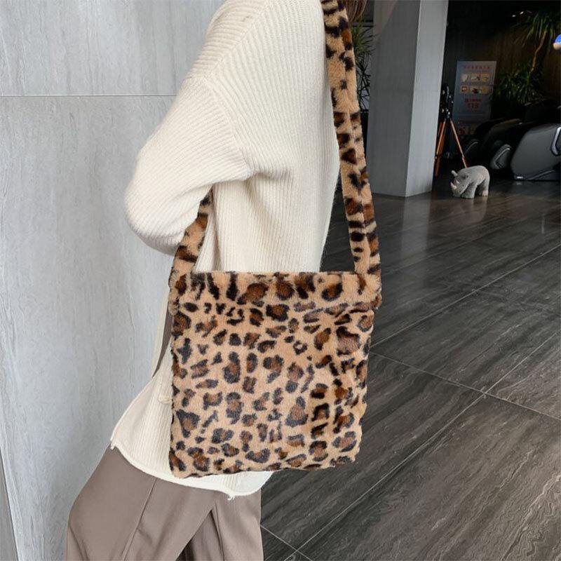 Las mujeres sintieron el patrón de leopardo suave lindo Casual personalidad bandolera bandolera 