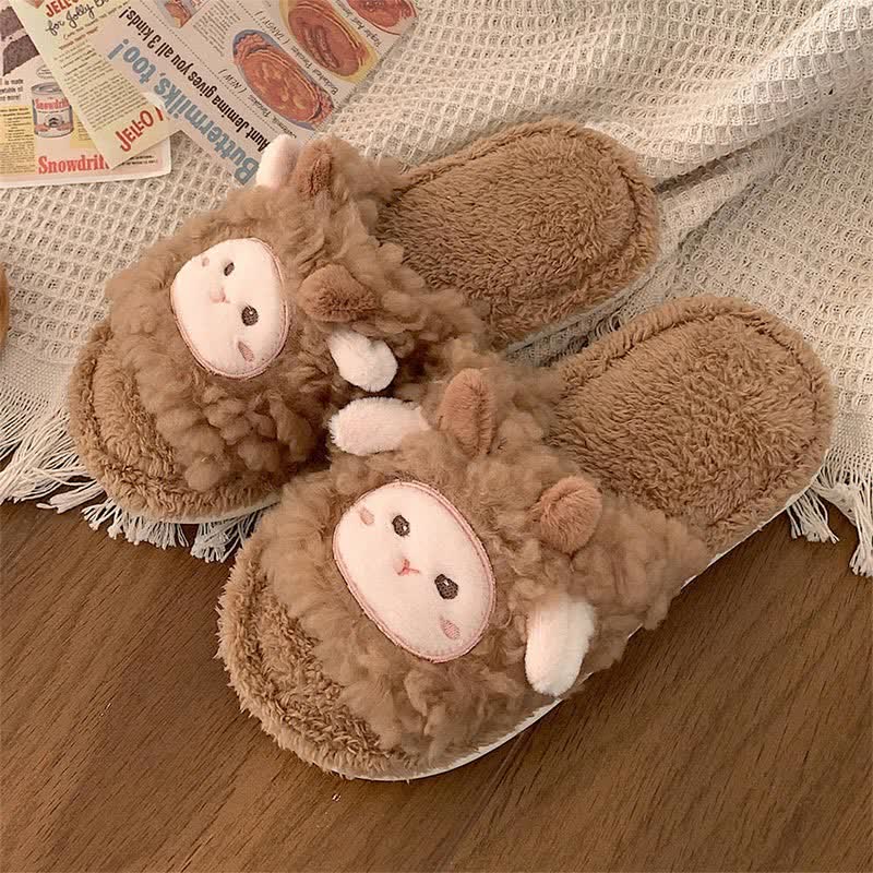 Cozy Cartoon Sheep Plush Slippers