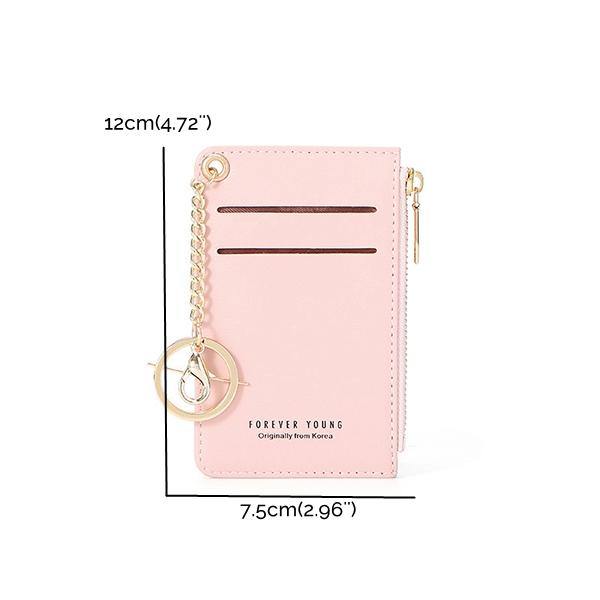 Women Faux Leather Card Holder Small Coin Bag Purse Key Chain