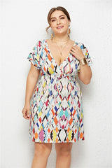 Printed Plunge Plus Size Dress