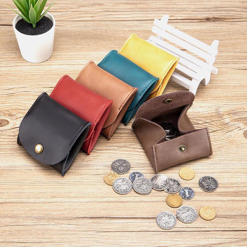 Women Genuine Leather Mini Retro Coin Bag Small Storage Bag Earphone Bag