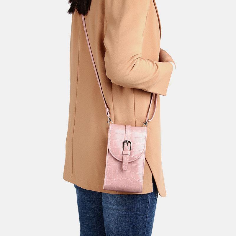 Bolso de teléfono de 6,3 pulgadas informal de gran capacidad con diseño de cocodrilo de piel sintética para mujer, bandolera, bolso de hombro 