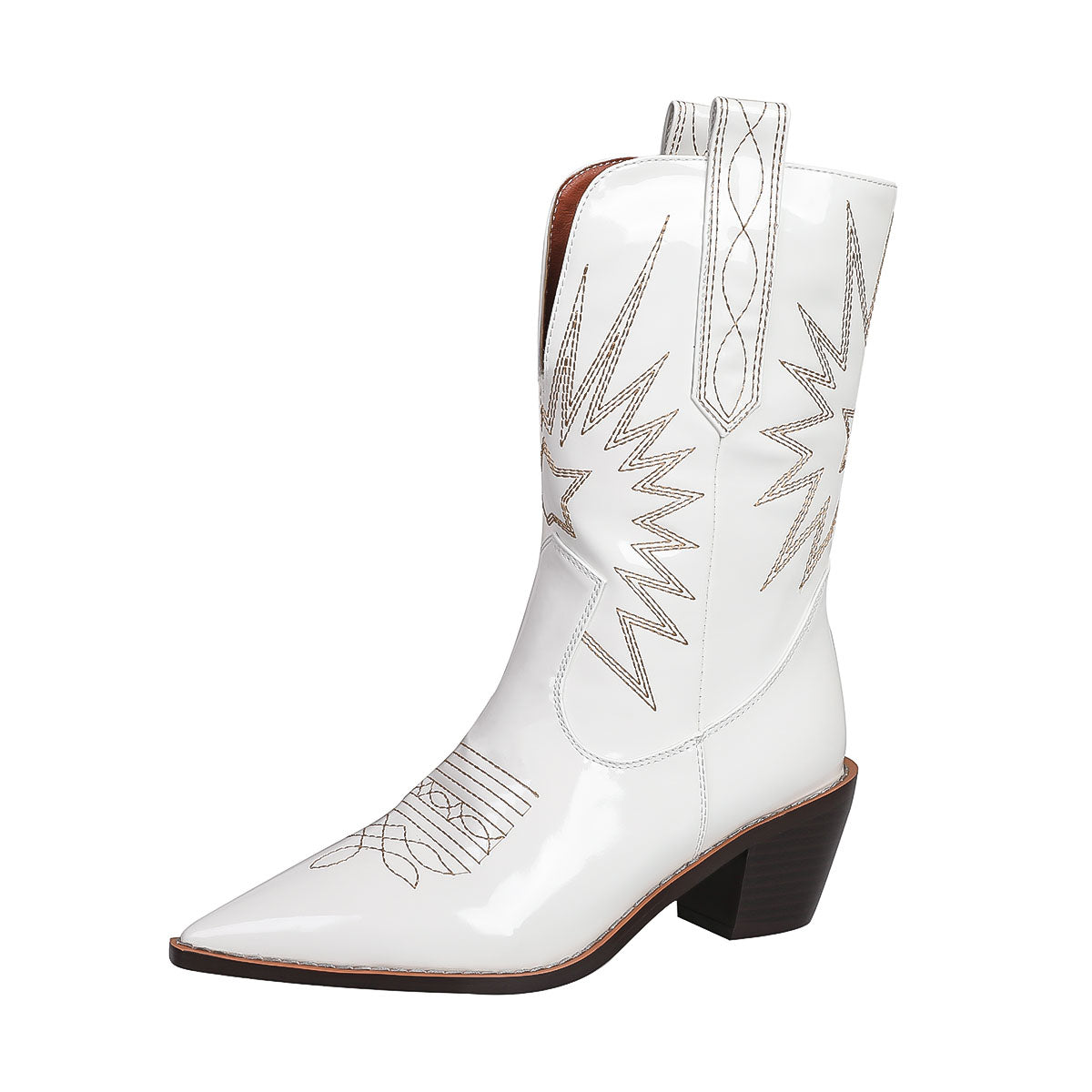 Kurze Damenstiefel mit Western-Cowboy-Stickerei