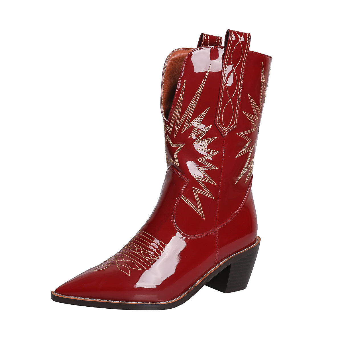 Kurze Damenstiefel mit Western-Cowboy-Stickerei