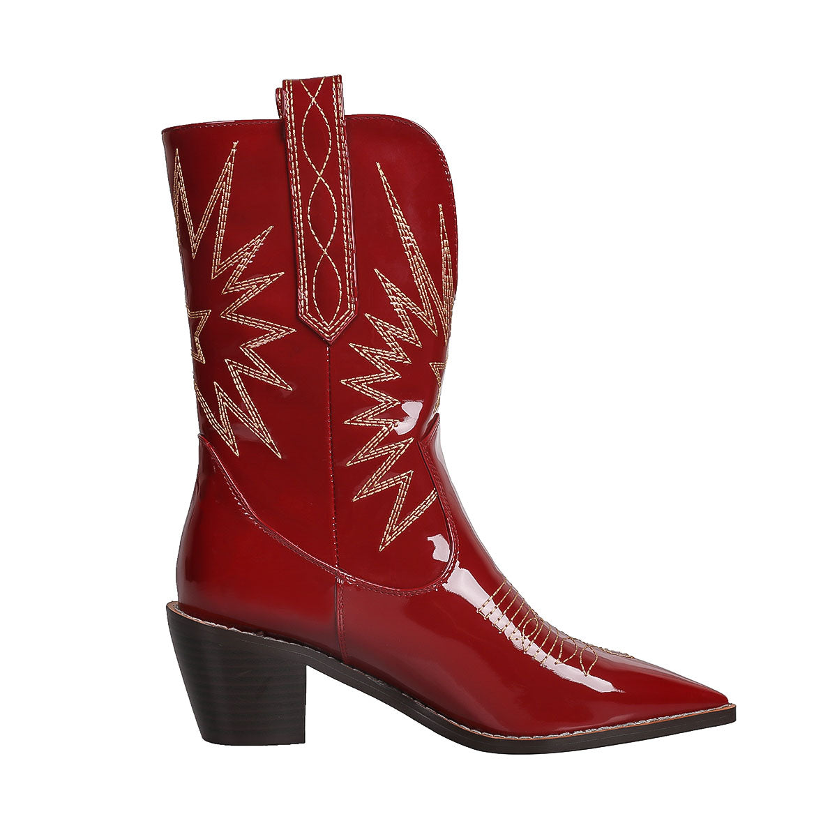 Kurze Damenstiefel mit Western-Cowboy-Stickerei