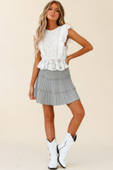 Everton Broderie Anglaise Frill Peplum Top White