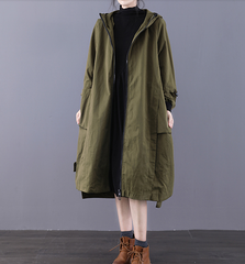 A-line Long Women Casual Hooded Parka Plus Size Coat Jacket JT200943