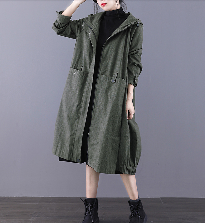 A-line Long Women Casual Hooded Parka Plus Size Coat Jacket JT200933