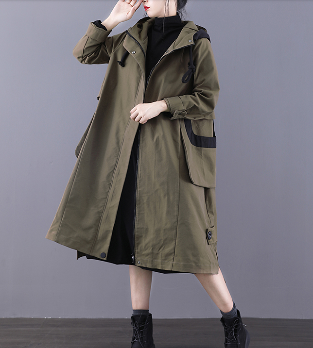 A-line Long Women Casual Hooded Parka Plus Size Coat Jacket JT200945