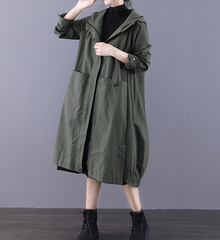 A-line Long Women Casual Hooded Parka Plus Size Coat Jacket JT200933