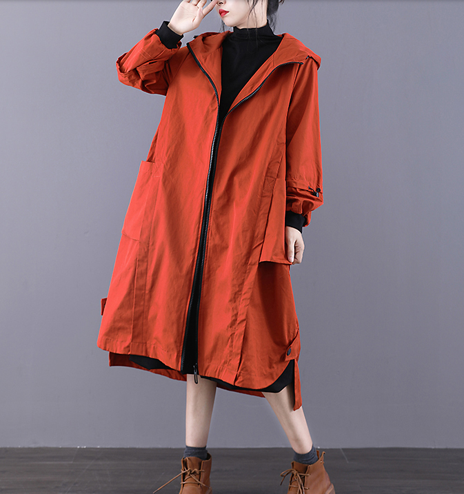 A-line Long Women Casual Hooded Parka Plus Size Coat Jacket JT200943