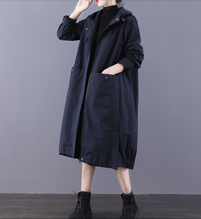 A-line Long Women Casual Hooded Parka Plus Size Coat Jacket JT200933