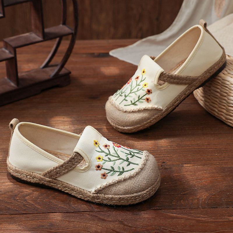 Embroidery Woven bohemian Style Loafer Flat Shoe