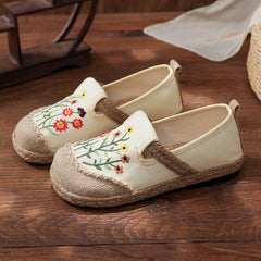 Embroidery Woven bohemian Style Loafer Flat Shoe