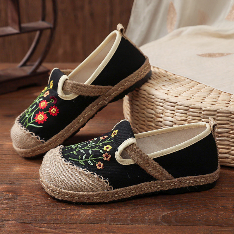 Embroidery Woven bohemian Style Loafer Flat Shoe